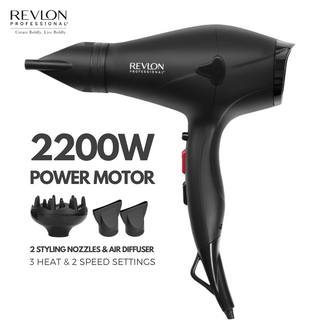 ™ Hair Dryer 2200W with 2 Styling Nozzles & Air Diffuser
