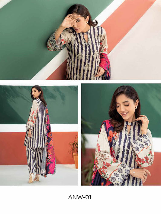 Charizma 3-Pc Unstitched Embroidered Khaddar With Wool Shawl - ANW-01