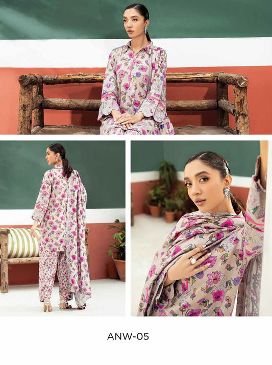 Charizma 3-Pc Unstitched Embroidered Khaddar With Wool Shawl - ANW-05