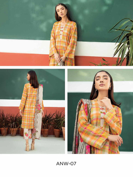 Charizma 3-Pc Unstitched Embroidered Khaddar With Wool Shawl - ANW-07