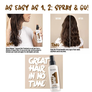  UniqONE™ Repair Hair Spray Leave-In Treatment - 150ml - "All-in-One" 10 Benefits Hair Serum - Coconut Fragrance