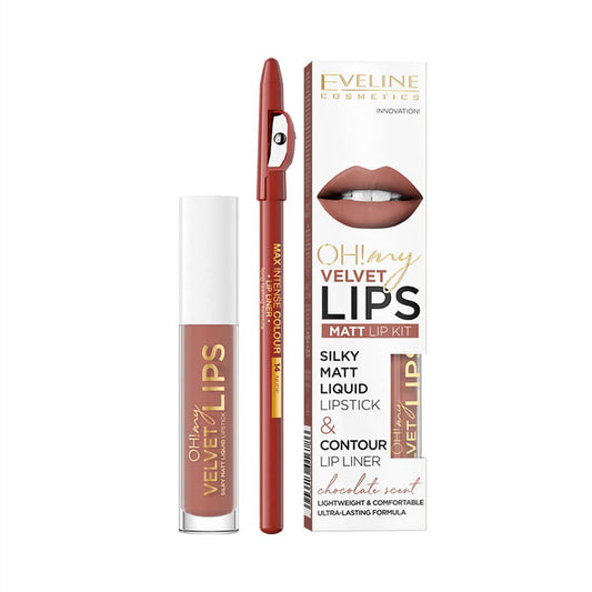 Eveline Cosmetics Oh! My Lips Liquid Matt Lipstick & Lip Liner - 12 Praline Éclair