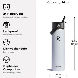 Hydro Flask 24 OZ Wide Flex Straw Cap Black
