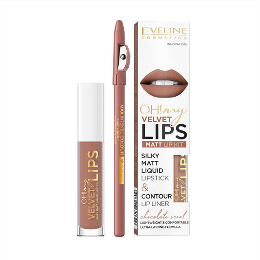 Eveline Cosmetics OH! My Velvet Lips Matt Liquid Liptstick & Lip Liner - 14 Choco Truffle