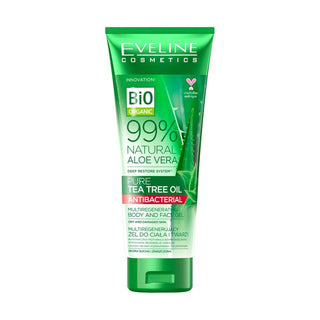 Eveline Cosmetics Bio Organic 99% Natural Aloe Vera Pure Tea Tree Oil Multifunctional Body and Face Gel