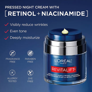 Loréal Paris Revitalift Pressed Night Cream with Retinol, Niacinamide - 48g
