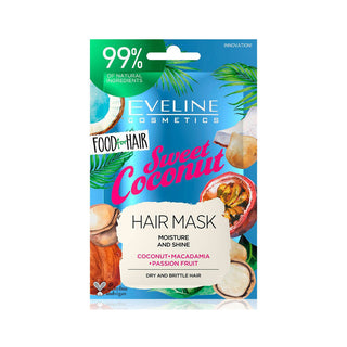 Eveline Cosmetics Food For Hair Sweet Coconut Care Hair Mask Moisture And Shine - 20ml