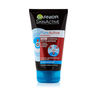 Garnier Pure Active Intensive 3in1 Charcoal Blackhead Mask Wash Scrub 100ml