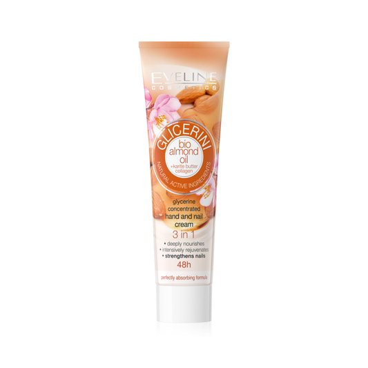 Eveline Cosmetics Glicerini Bio Almond Oil + Karite Butter Collagen Hand and Nail Cream - 100 ml