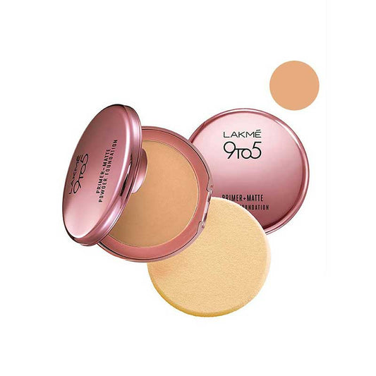 LAKME 9 to 5 Primer with Matte Powder Foundation Compact - Silky Golden