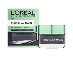 Loréal Paris  Pure Clay Charcoal Mask - Detoxifying & Clarifying, 50ml