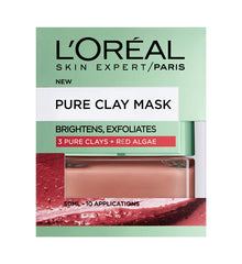 Loréal Paris  Pure Clay Red Algae Mask - Exfoliating & Smoothing, Red 50ml