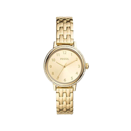 Fossil Reid Three-Hand Gold-Tone Stainless Steel Watch - Shopaholic