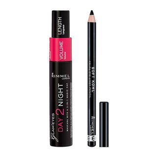 Rimmel London Glam'Eyes Day 2 Night Mascara + Soft Kohl Kajal Eye Pencil Offer Pack