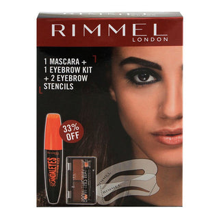Rimmel London Scandaleyes Extreme Black Mascara + Eyebrow Kit + 2 Eyebrow Stencils Offer Pack
