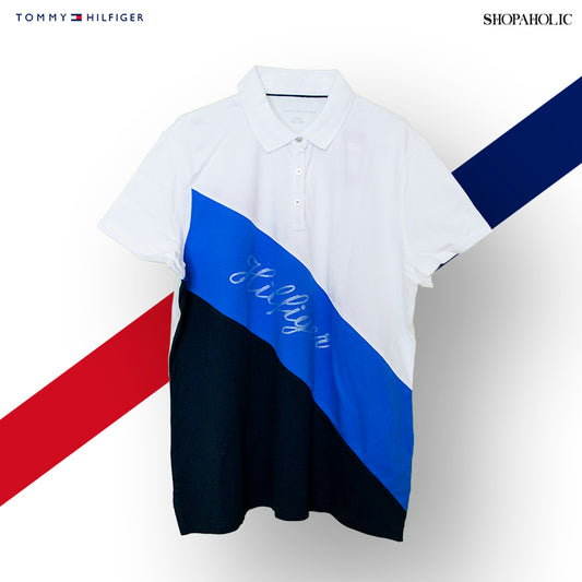 Tommy Hilfiger Logo Striped Polo Shirt - Blue