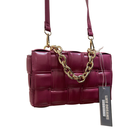 Like Dreams Weave Strap Crossbody Gold Chain Handle - Berry